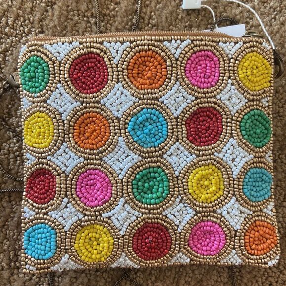 NWT DAVID JEFFERY BEADED SHOULDER BAG PURSE MULTICOLORED - Picture 5 of 6